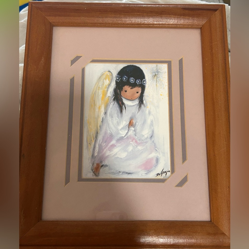 "A Little Prayer" Ted De Grazia 1987 Angel/Girl Print--Matted 12x10 B11
